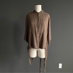Miguel Allegra 100% Silk Deconstructed Top w/ Sheer Back Panel Size 0